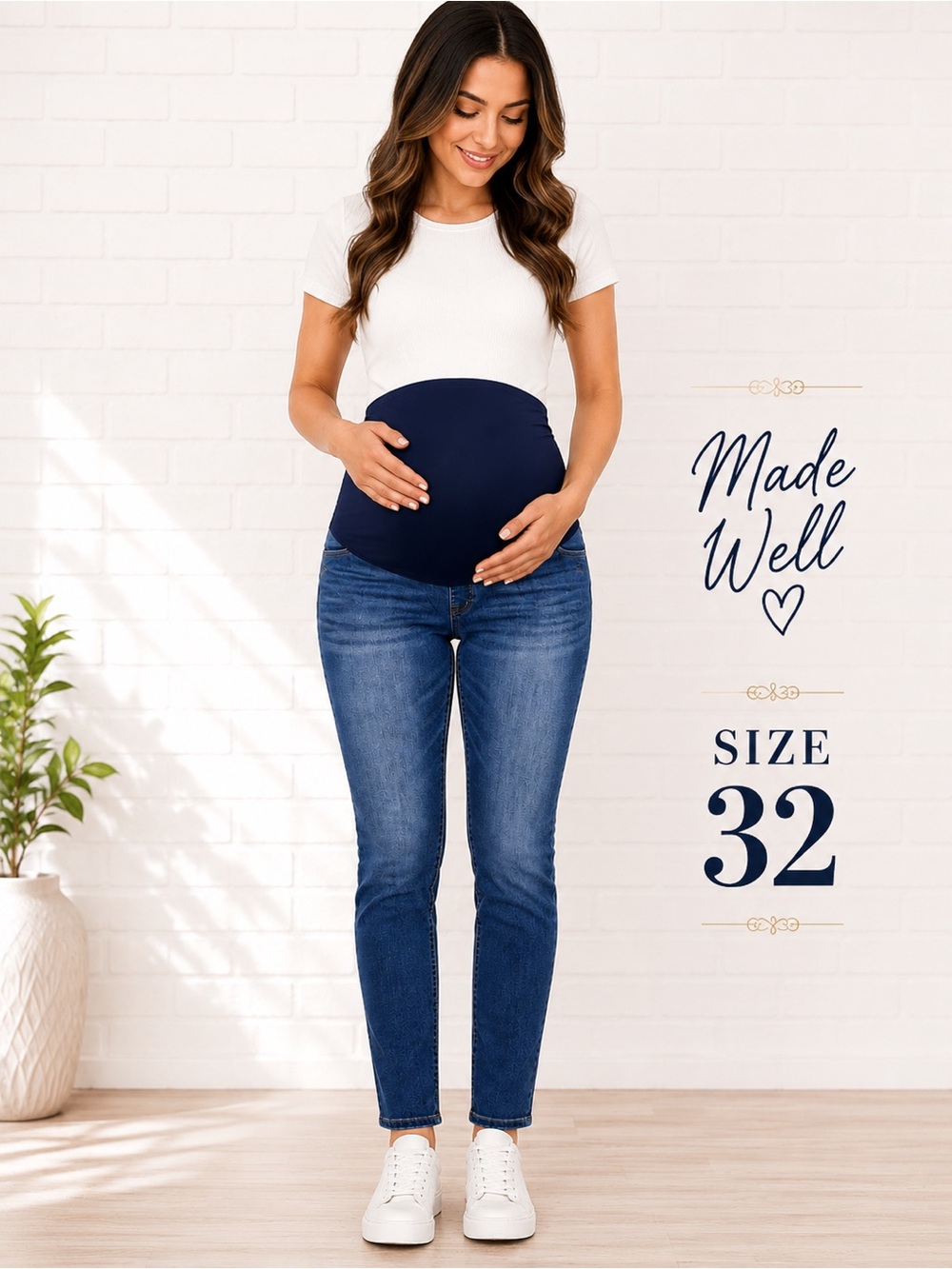 Madewell Maternity Skinny Jeans Size 32 Stretch Blue Denim Over Belly Panel
